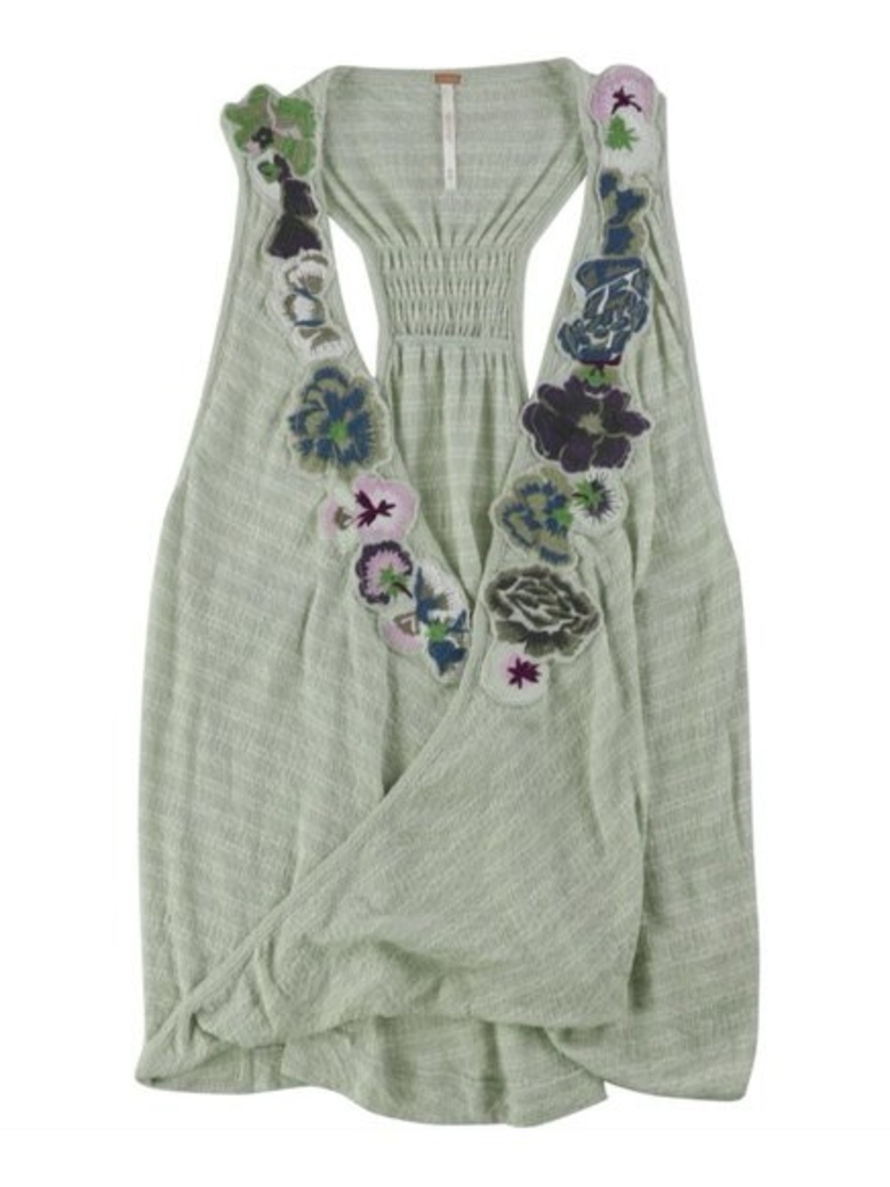 NWT Free People Frida Mint Green Floral Embroidered Knit Tank Top Size S